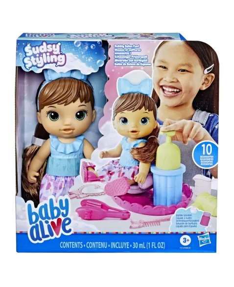 BABY ALIVE SUDSY STYLING MORENA F5113