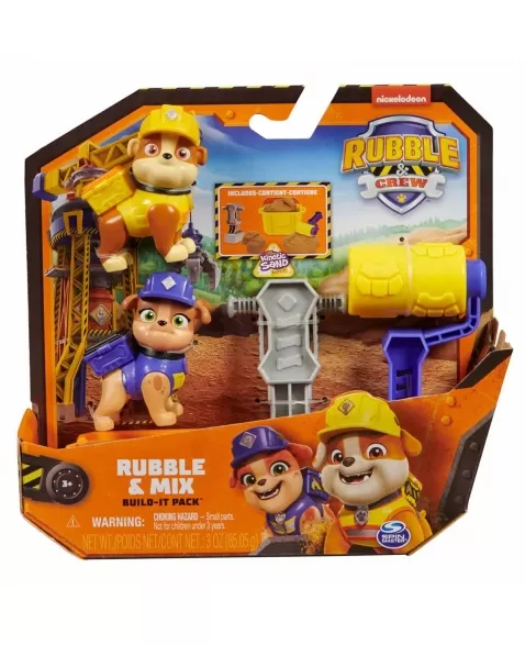 PATRULHA CANINA RUBBLE E CREW CONJUNTO DE FIGURAS DE AÇÃO COM KINETC SAND 3792