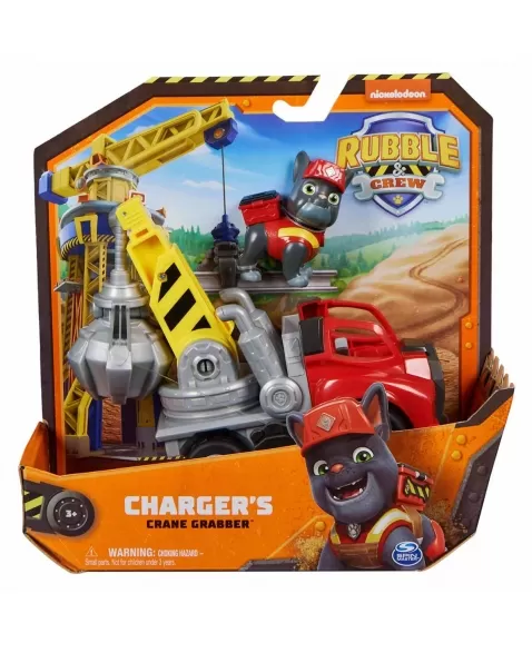 PATRULHA CANINA RUBBLE E CREW VEÍCULO TEMATICO CHARGERS CRANE GRABBER 3797