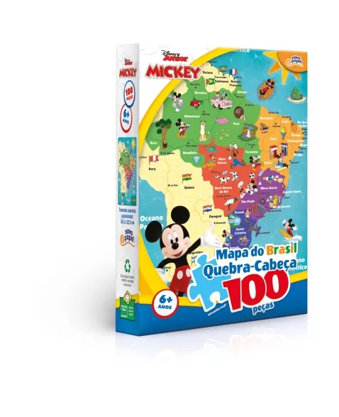 P. 100 PEÇAS MICKEY MAPA DO BRASIL - 8074