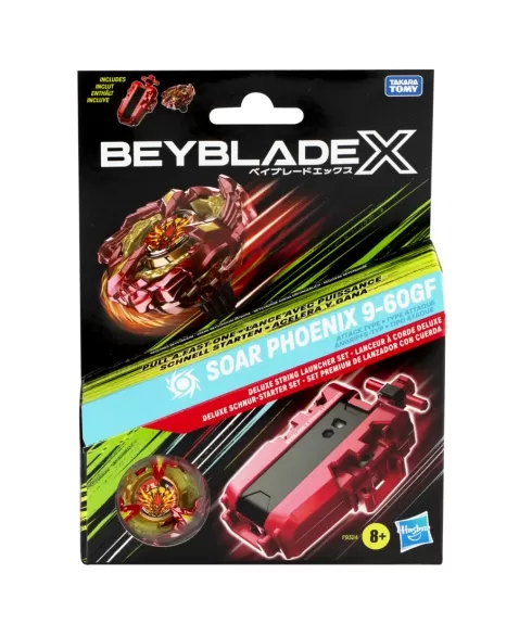 BEYBLADE X DELUXE LANÇADOR COM CORDA COM PIÃO SOAR PHOENIX 9-60GF F9324