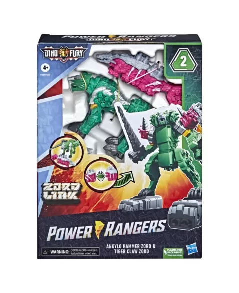 POWER RANGERS DINO FURY ZORD ANKYLO HAMMER E ZORD TIGER CLAW F1399